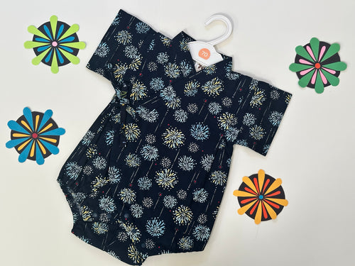 Baby Boy's 6-12M Cotton Blue Jinbei style Romper Made in Japan　