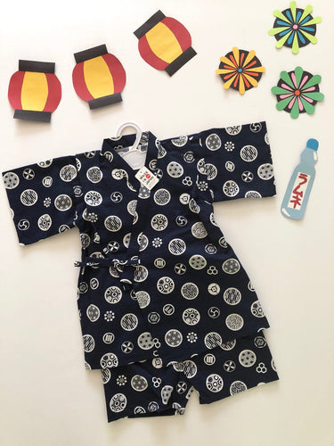 Toddler Boy’s Cotton Navy Wave 2-piece Jinbei