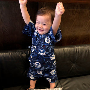 Toddler Boy’s Cotton Navy Wave 2-piece Jinbei